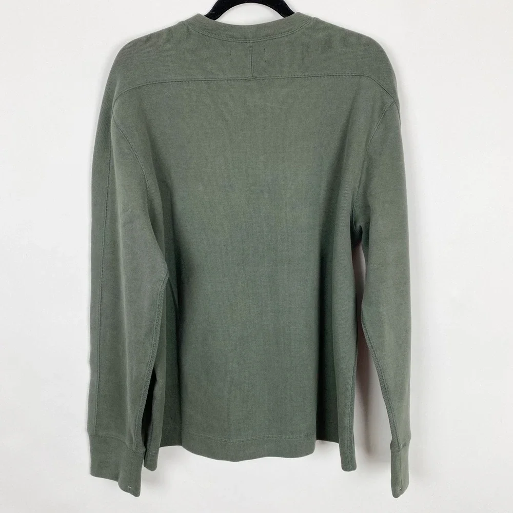 Banana Republic Rib Double Knit Henley Sweatshirt Mens Large Nori Green